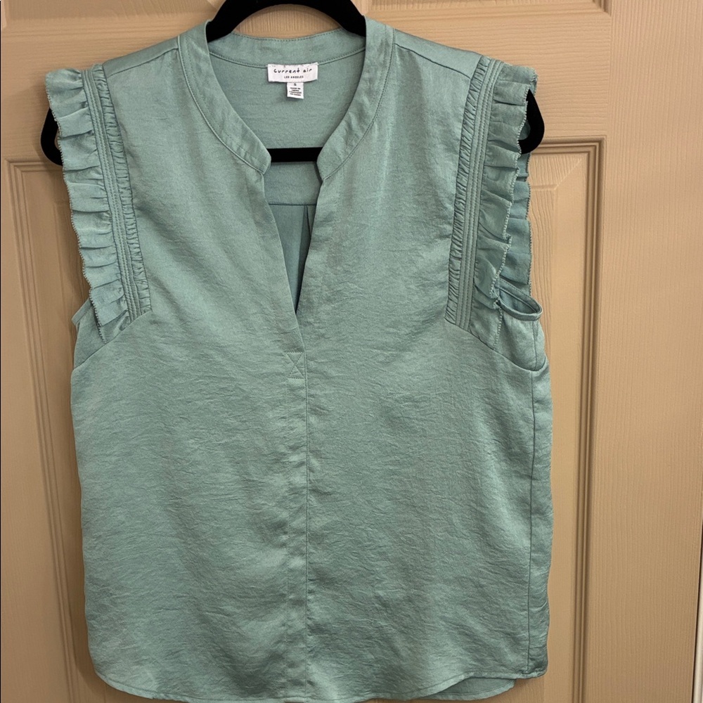 Current Air Sage Green Ruffle Trim Sleeveless V-Neck Camisole